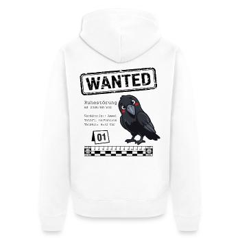 Wanted - Ruhestörung Amsel  - Unisex Premium Bio Zip Hoodie - Weiß - Hinten - Thijin (182cm)