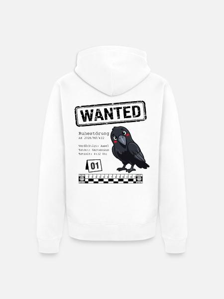 Wanted - Ruhestörung Amsel  - Unisex Premium Bio Zip Hoodie - Weiß