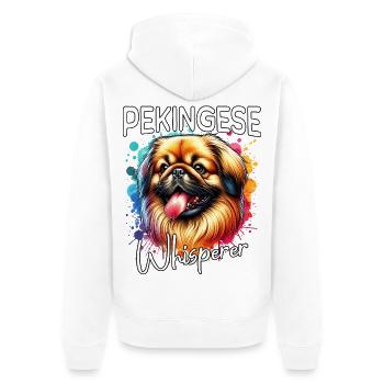 Pekingese Whisperer - Unisex Premium Organic Zip Hoodie - white - Back - Thijin (182cm)