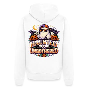 Haunted & Unbothered Cool Ghost Geist Halloween - Unisex Premium Organic Zip Hoodie - white - Back - Thijin (182cm)