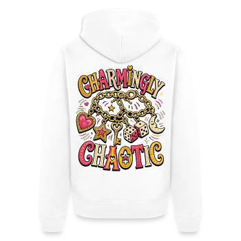 Chaotique charmant – Chaos charmant - Veste à capuche bio Premium Unisexe - blanc - Dos - Thijin (182cm)