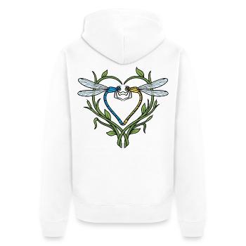 Dragonfly Heart - Unisex Premium Organic Zip Hoodie - white - Back - Thijin (182cm)