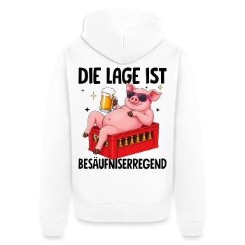 Die Lage Ist Besäufniserregend Schwein Bier - Unisex Premium Bio Zip Hoodie - Weiß - Hinten - Thijin (182cm)