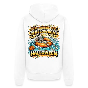 Attendant l’anticipation du squelette d’Halloween - Veste à capuche bio Premium Unisexe - blanc - Dos - Thijin (182cm)