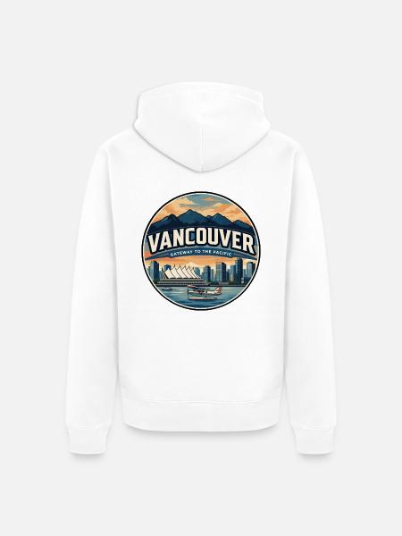 Retro Vancouver Harbour Reiseabzeichen - Unisex Premium Bio Zip Hoodie - Weiß