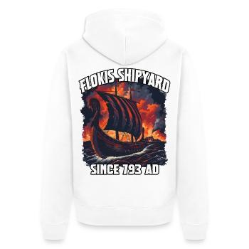 Ciel d’incendie du chantier naval Viking - Veste à capuche bio Premium Unisexe - blanc - Dos - Thijin (182cm)