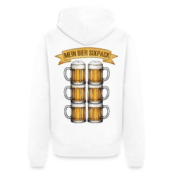 Hier ist mein sechs Bier pack lustige Bier Sprüche - Unisex Premium Bio Zip Hoodie - Weiß - Hinten - Thijin (182cm)