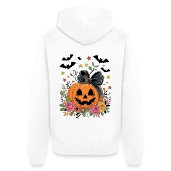 Halloween Pumpkin - Unisex Premium Organic Zip Hoodie - white - Back - Thijin (182cm)