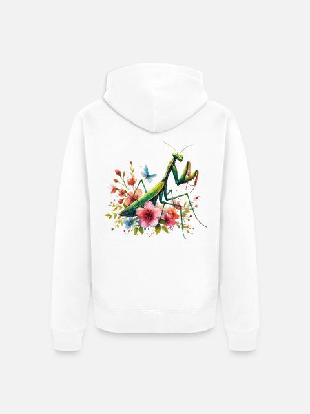 Gottesanbeterin - Unisex Premium Bio Zip Hoodie - Weiß