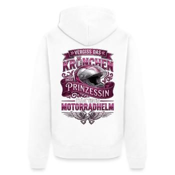 Vergiss Krönchen Prinzessin Motorradhelm Bikerin - Unisex Premium Bio Zip Hoodie - Weiß - Hinten - Thijin (182cm)