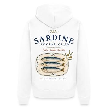 Sardine Social Club Mediterranean Retro - Veste à capuche bio Premium Unisexe - blanc - Dos - Thijin (182cm)