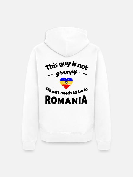 Buntes Romania Fanshirt - Unisex Premium Bio Zip Hoodie - Weiß