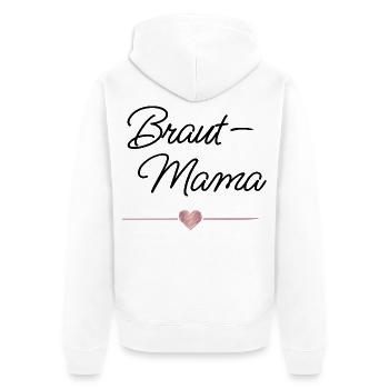 Braut Mama Herz Hochzeit Geschenk - Unisex Premium Bio Zip Hoodie - Weiß - Hinten - Thijin (182cm)