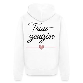 Cadeau de mariage de la demoiselle d’honneur en cœur - Veste à capuche bio Premium Unisexe - blanc - Dos - Thijin (182cm)