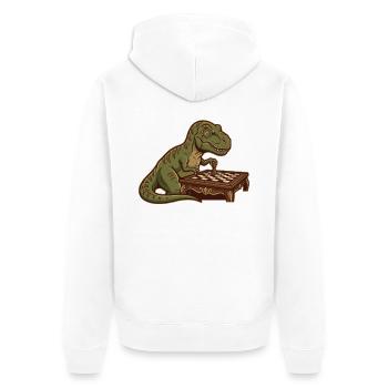 Dinosaure T-Rex jouant aux échecs - Veste à capuche bio Premium Unisexe - blanc - Dos - Thijin (182cm)