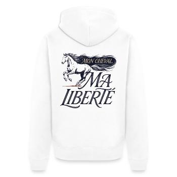 Cheval – Mon Cheval, Ma Liberté - Veste à capuche bio Premium Unisexe - blanc - Dos - Thijin (182cm)