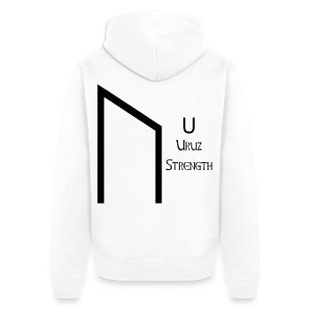 Uruz Rune Complete Black – Viking Futhark - Veste à capuche bio Premium Unisexe - blanc - Dos - Thijin (182cm)