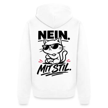 NON avec style – chat aux bras croisés - Veste à capuche bio Premium Unisexe - blanc - Dos - Thijin (182cm)