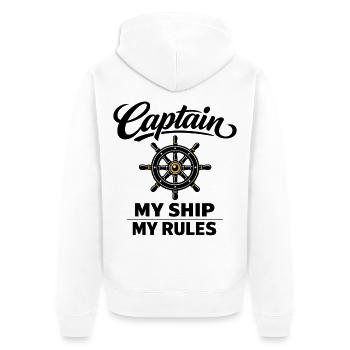 Nautical steering wheel for captains and sailors - Unisex Premium Organic Zip Hoodie - white - Back - Thijin (182cm)