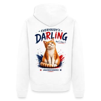 Everybody’s Darling  Charmante Katze mit Charakter - Unisex Premium Bio Zip Hoodie - Weiß - Hinten - Thijin (182cm)