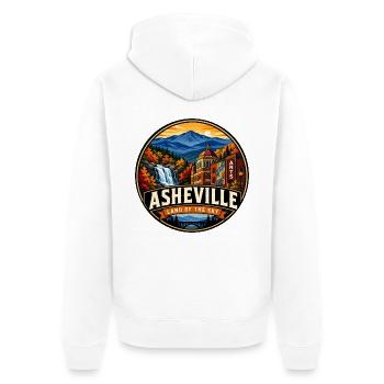 Insigne vintage de montagne Asheville Land of the Sky - Veste à capuche bio Premium Unisexe - blanc - Dos - Thijin (182cm)