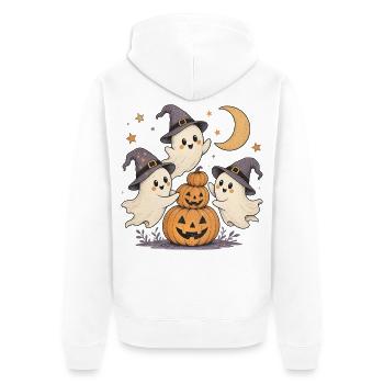 Cute Ghosts Shirt for Kids & Women - Unisex Premium Organic Zip Hoodie - white - Back - Thijin (182cm)