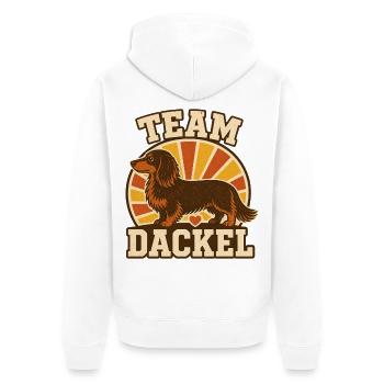 Équipe teckel – Drôle de diction d’amour pour chiens - Veste à capuche bio Premium Unisexe - blanc - Dos - Thijin (182cm)