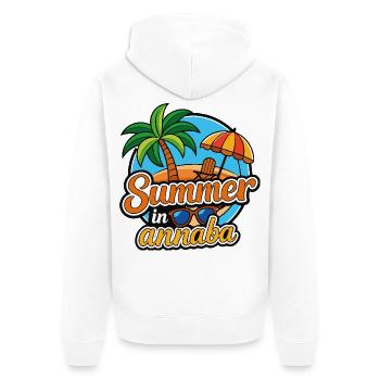 Été à Annaba: Palmiers et Plage - Veste à capuche bio Premium Unisexe - blanc - Dos - Thijin (182cm)