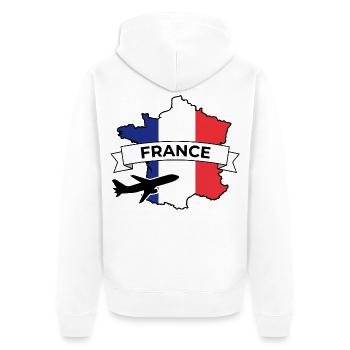 France Tricolore: Avion et Bannière - Veste à capuche bio Premium Unisexe - blanc - Dos - Thijin (182cm)