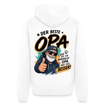 Opa Cool: Der Beste Großvater - Unisex Premium Bio Zip Hoodie - Weiß - Hinten - Thijin (182cm)
