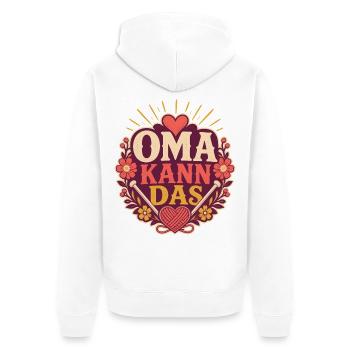 Oma kann das – Lustiger Oma Spruch - Unisex Premium Bio Zip Hoodie - Weiß - Hinten - Thijin (182cm)