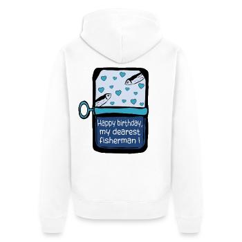 Sardines pêcheurs d’anniversaire - Veste à capuche bio Premium Unisexe - blanc - Dos - Thijin (182cm)