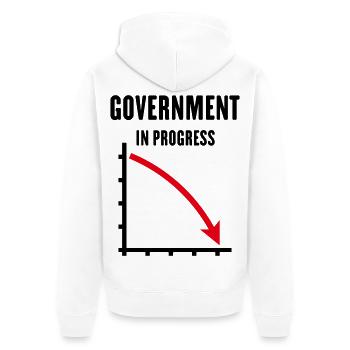 Government In Progress (Regierung Politik / POS2C) - Unisex Premium Bio Zip Hoodie - Weiß - Hinten - Thijin (182cm)