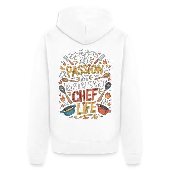 Restaurant Chef My Passion My Restaurant Kitchen - Unisex Premium Bio Zip Hoodie - Weiß - Hinten - Thijin (182cm)