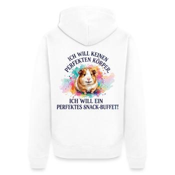 Meerschweinchen Snack-Buffet Lustiges Nagetier - Unisex Premium Bio Zip Hoodie - Weiß - Hinten - Thijin (182cm)