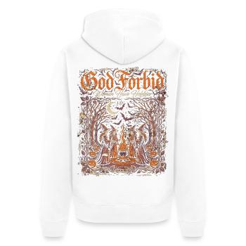 Gott bewahre, Herbsthexen-Lagerfeuer - Unisex Premium Bio Zip Hoodie - Weiß - Hinten - Thijin (182cm)