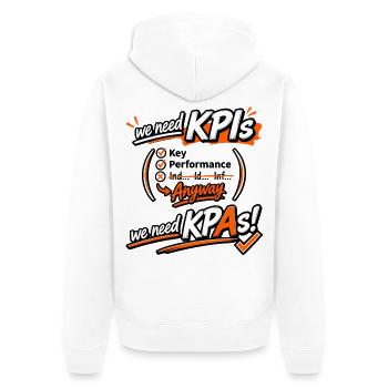KPI Grafik Motivation - Unisex Premium Bio Zip Hoodie - Weiß - Hinten - Thijin (182cm)