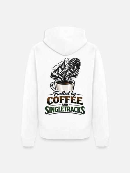 Fuelled by Coffee & Singletracks MTB Kaffeetasse - Unisex Premium Bio Zip Hoodie - Weiß