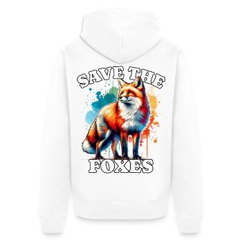 Rotfuchs Fuchs Save Fox - Unisex Premium Bio Zip Hoodie - Weiß - Hinten - Thijin (182cm)
