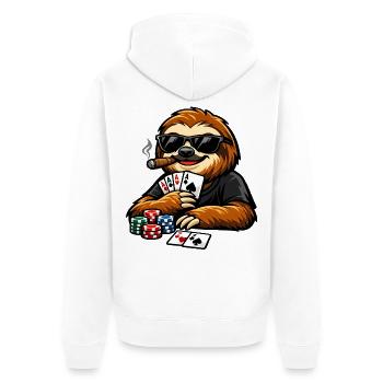 Paresseux cool jouant au poker - Veste à capuche bio Premium Unisexe - blanc - Dos - Thijin (182cm)