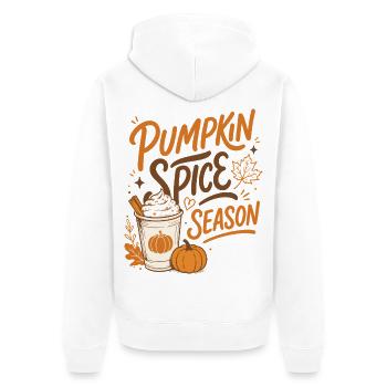 Saison des épices à la citrouille - Saison d’automne - Veste à capuche bio Premium Unisexe - blanc - Dos - Thijin (182cm)
