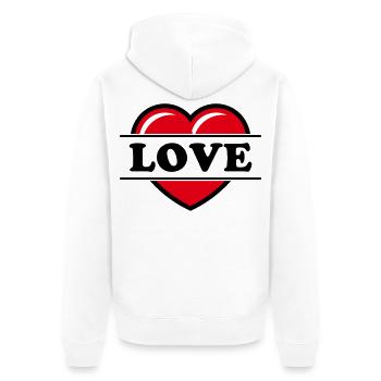 Herz / Herzchen / Love / Liebe (Black 2C) - Unisex Premium Bio Zip Hoodie - Weiß - Hinten - Thijin (182cm)