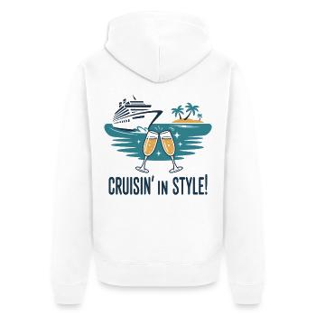 Croisin' in Style – Vacances de croisière de luxe - Veste à capuche bio Premium Unisexe - blanc - Dos - Thijin (182cm)
