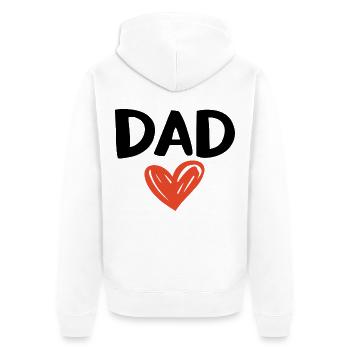 Handgezeichnetes Herz – Ich liebe dich, Papa - Unisex Premium Bio Zip Hoodie - Weiß - Hinten - Thijin (182cm)