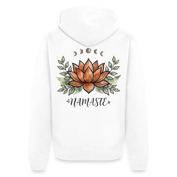 Lotus Namaste Yoga Shirt Damen Boho Mondphasen - Unisex Premium Bio Zip Hoodie - Weiß - Hinten - Thijin (182cm)