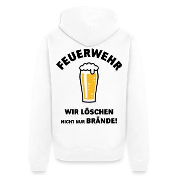Feuerwehr – Wir Löschen Nicht Nur Brände! POS - Unisex Premium Bio Zip Hoodie - Weiß - Hinten - Thijin (182cm)