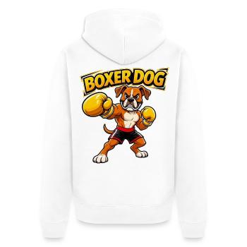 Funny Boxing Boxer Dog Design (Originaldesign) - Unisex Premium Bio Zip Hoodie - Weiß - Hinten - Thijin (182cm)