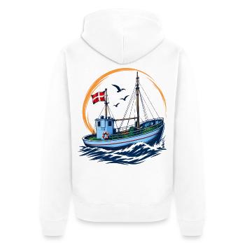 Fischereikutter - Unisex Premium Bio Zip Hoodie - Weiß - Hinten - Thijin (182cm)