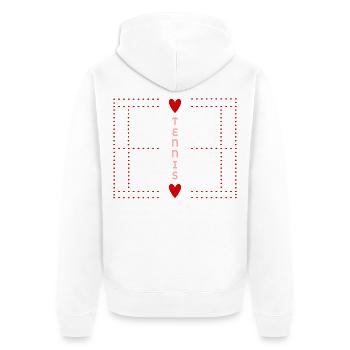 Tennisplatz - Unisex Premium Bio Zip Hoodie - Weiß - Hinten - Thijin (182cm)
