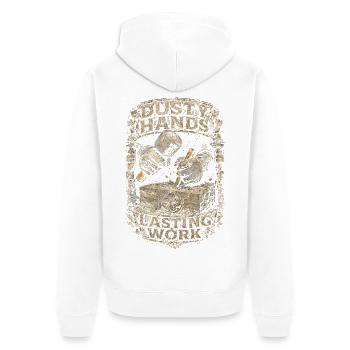 Steinmetz Steinmetzhandwerk - Unisex Premium Bio Zip Hoodie - Weiß - Hinten - Thijin (182cm)